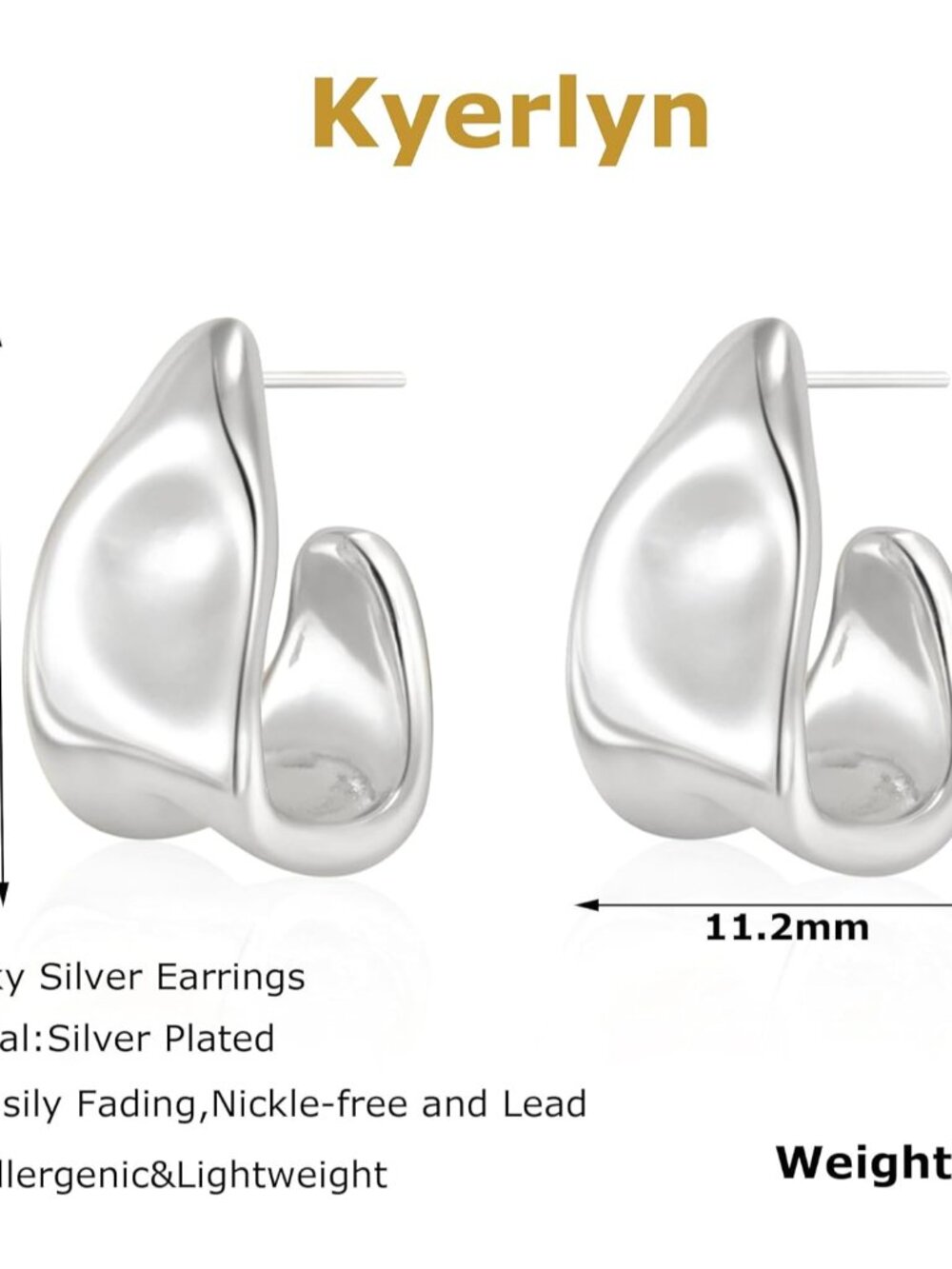 Chunky Gold Earrings for Women, 14K Gold/Silver Plated Statement Geometric Dangl - Picture 4 of 9